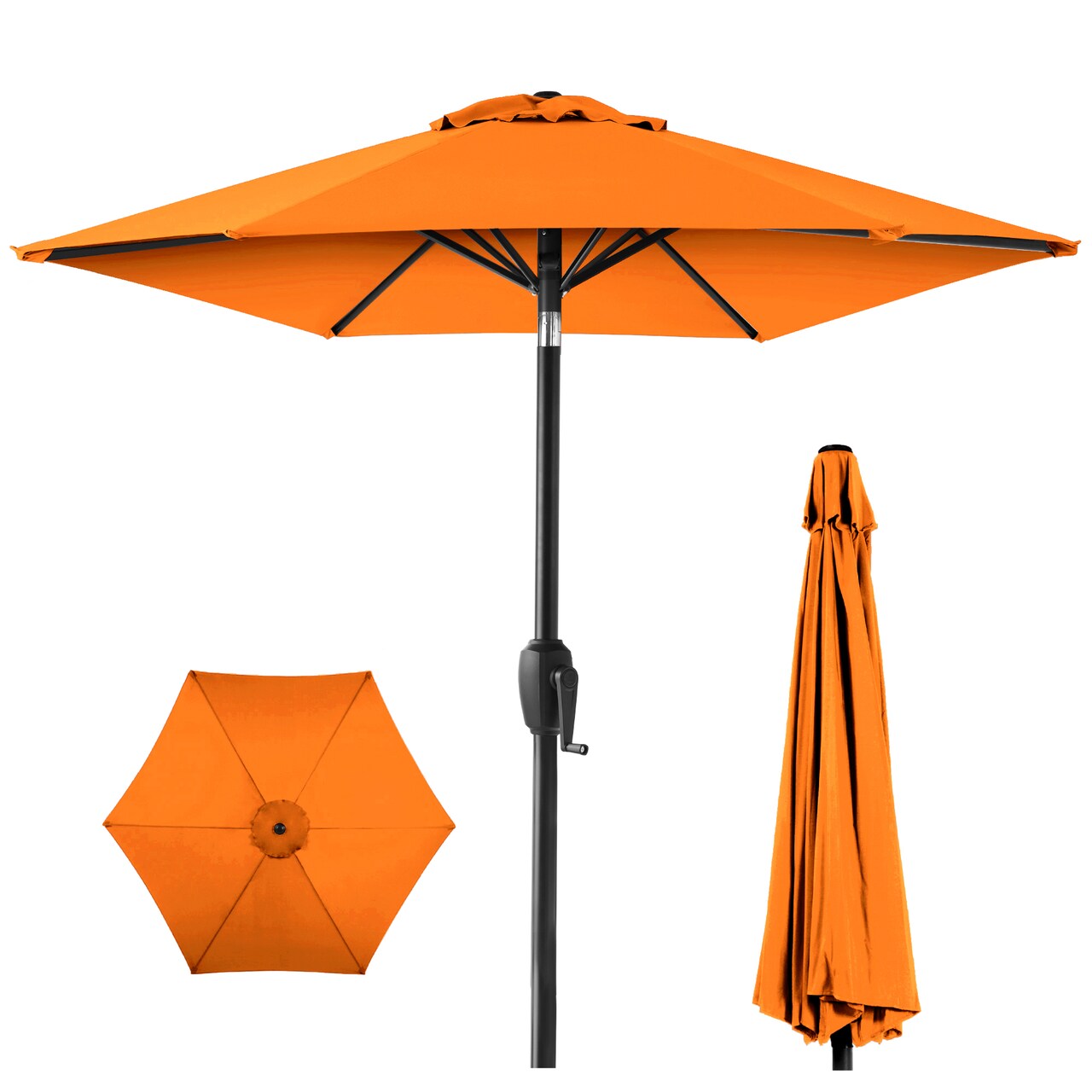 Best Choice Products 7.5ft Heavy-Duty Outdoor Market Patio Umbrella w/ Push Button Tilt, Easy Crank
